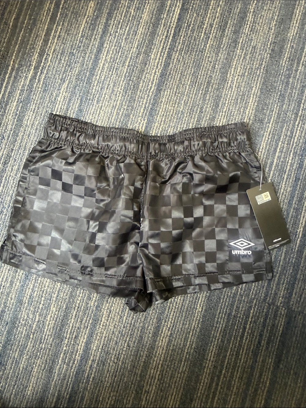 Umbro Black Checkered Athletic Shorts for Women